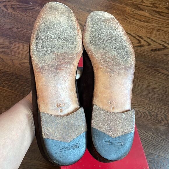 Vtg Salvatore Ferragamo‎ “Good” brown suede slip on loafers with tassels main image 9